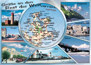 Ansichtskarte Postkarte R�gen Welt-Karte R� 107
